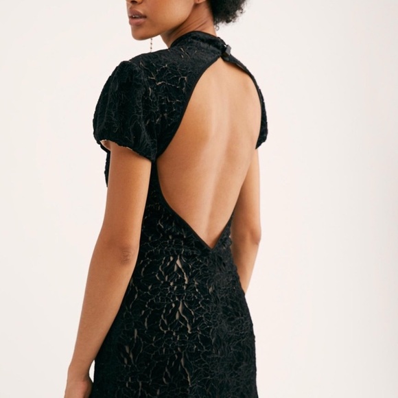 Free People Hide & Seek Black Velvety Mini Dress Whimsygoth Women’s Size 2 NWT - Picture 3 of 11